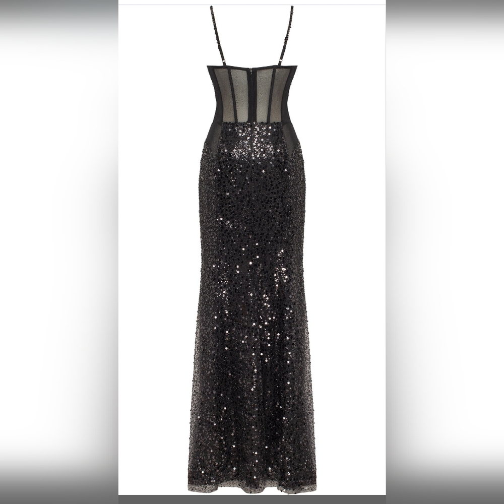 NWT Milla Bizzare Fully Sequined Tie-Straps Maxi Dress - Picture 7 of 14